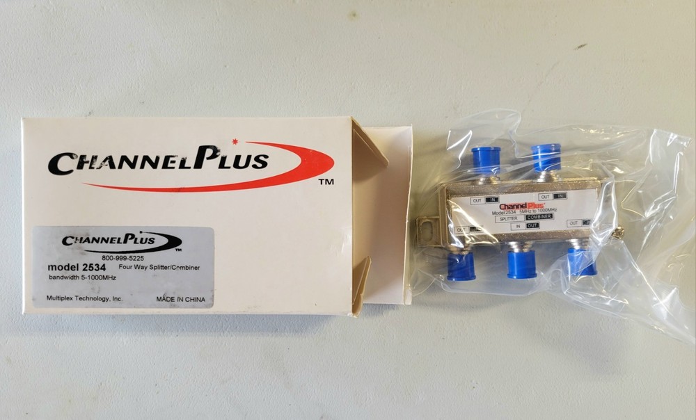 NEW Multiplex Technology Channel Plus Model 2534 Four Way Splitter/Combiner