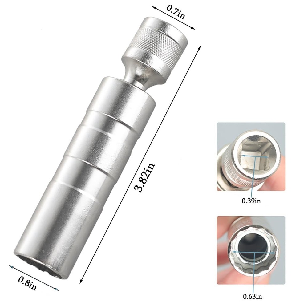 5/8Inch（16mm） Thin Wall Spark Plug Socket,12 Points 3/8" Drive Spark Plug Soc...