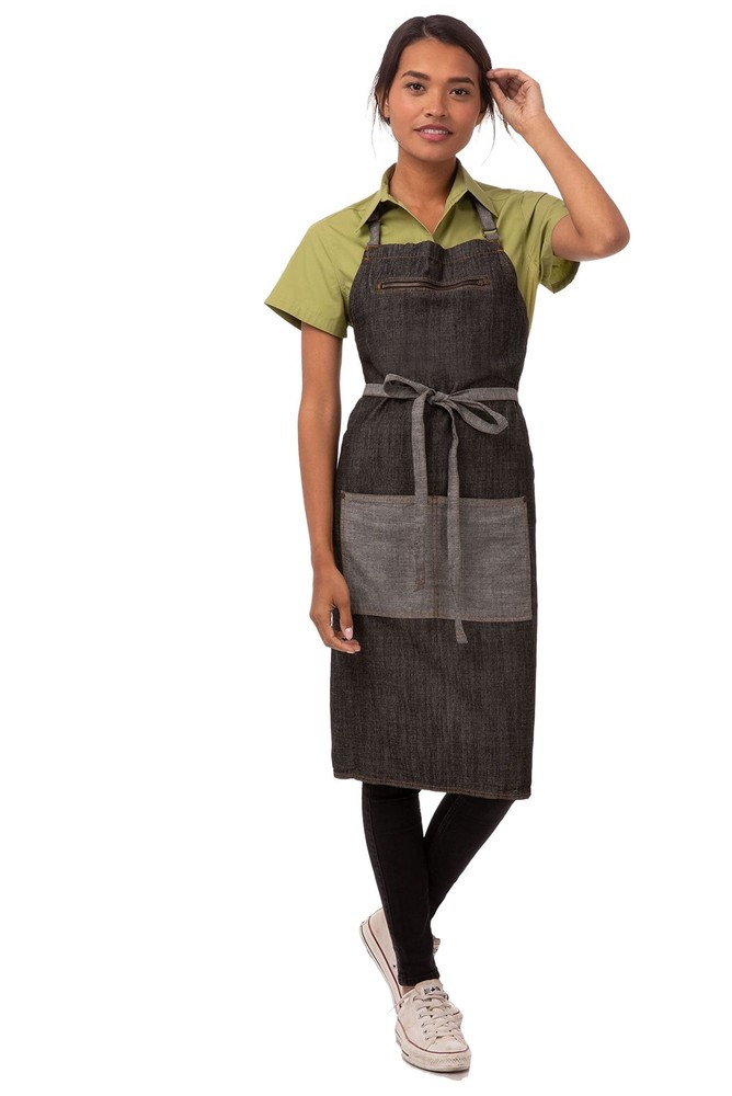 Unisex Manhattan Bib Apron, Black, One Size