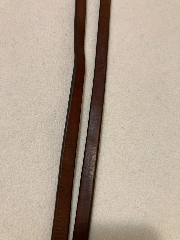 Supple Harness Leather Split Reins with Blue/Black Rawhide and Waterloop Ends