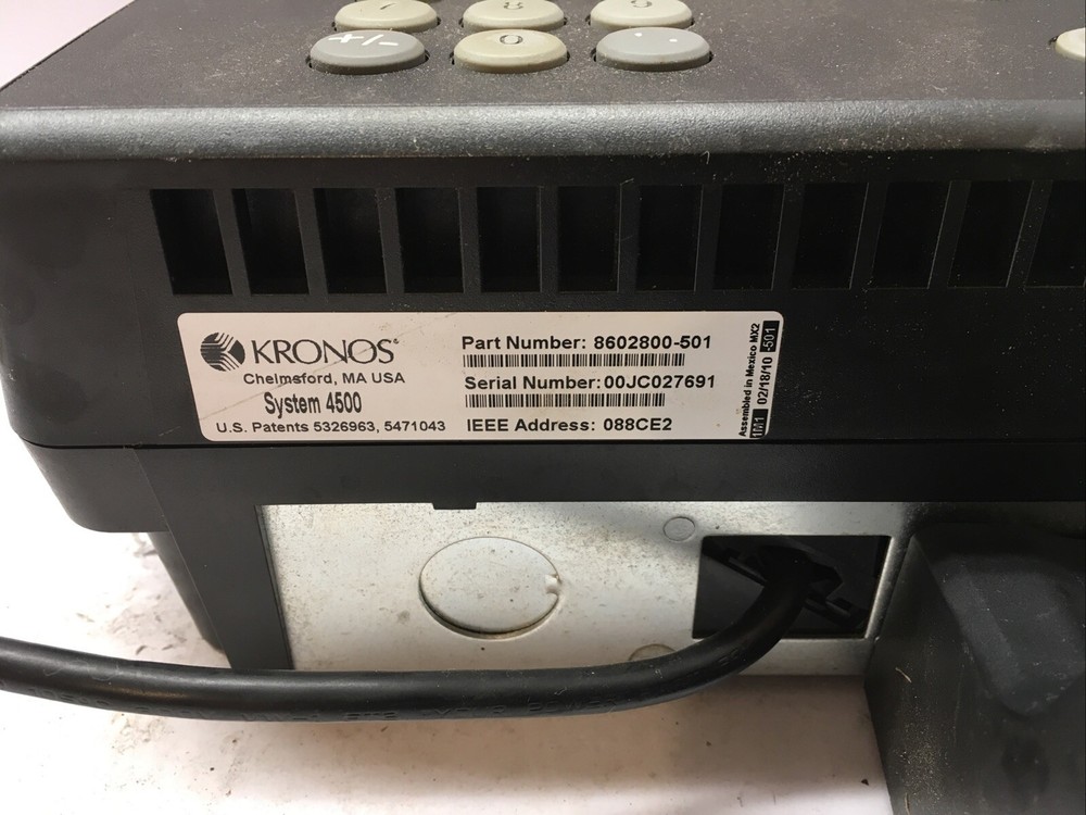 KRONOS System 4500 Time Clock Card Reader Terminal W/finger Print , 8602800-001