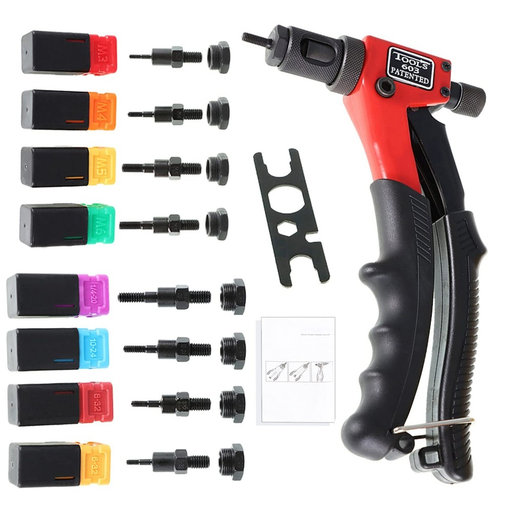 240pcs Rivet Gun Kit Rivnut Thread Setting Tool Nut Setter NutSert Metric SAE