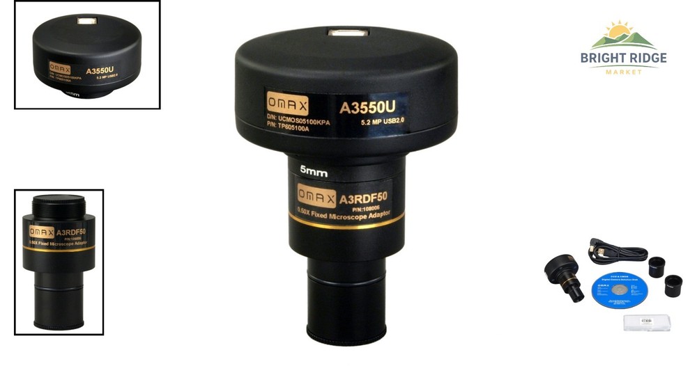 High Resolution Digital Microscope Camera with LED Light and Calibration Slide