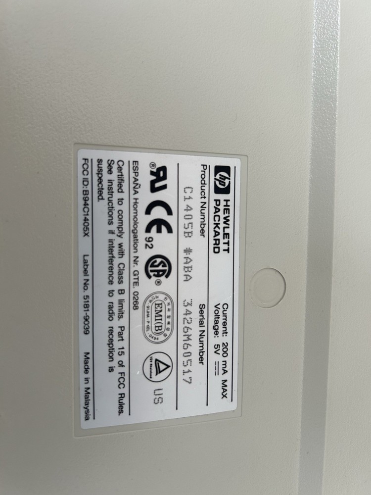 Vintage Hewlett Packard HP C1405B #ABA Computer Keyboard Red Letters