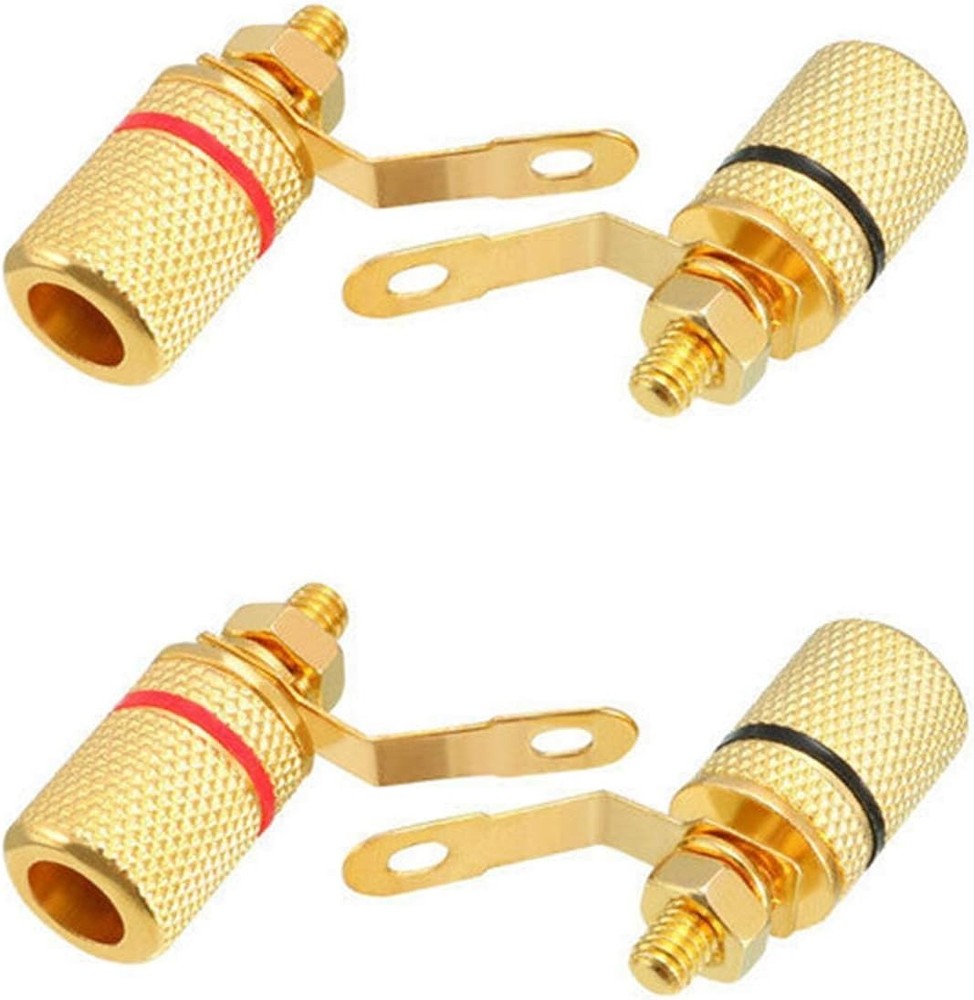 4mm Banana Jack Binding Posts - 4-Pack with Red & Black Design