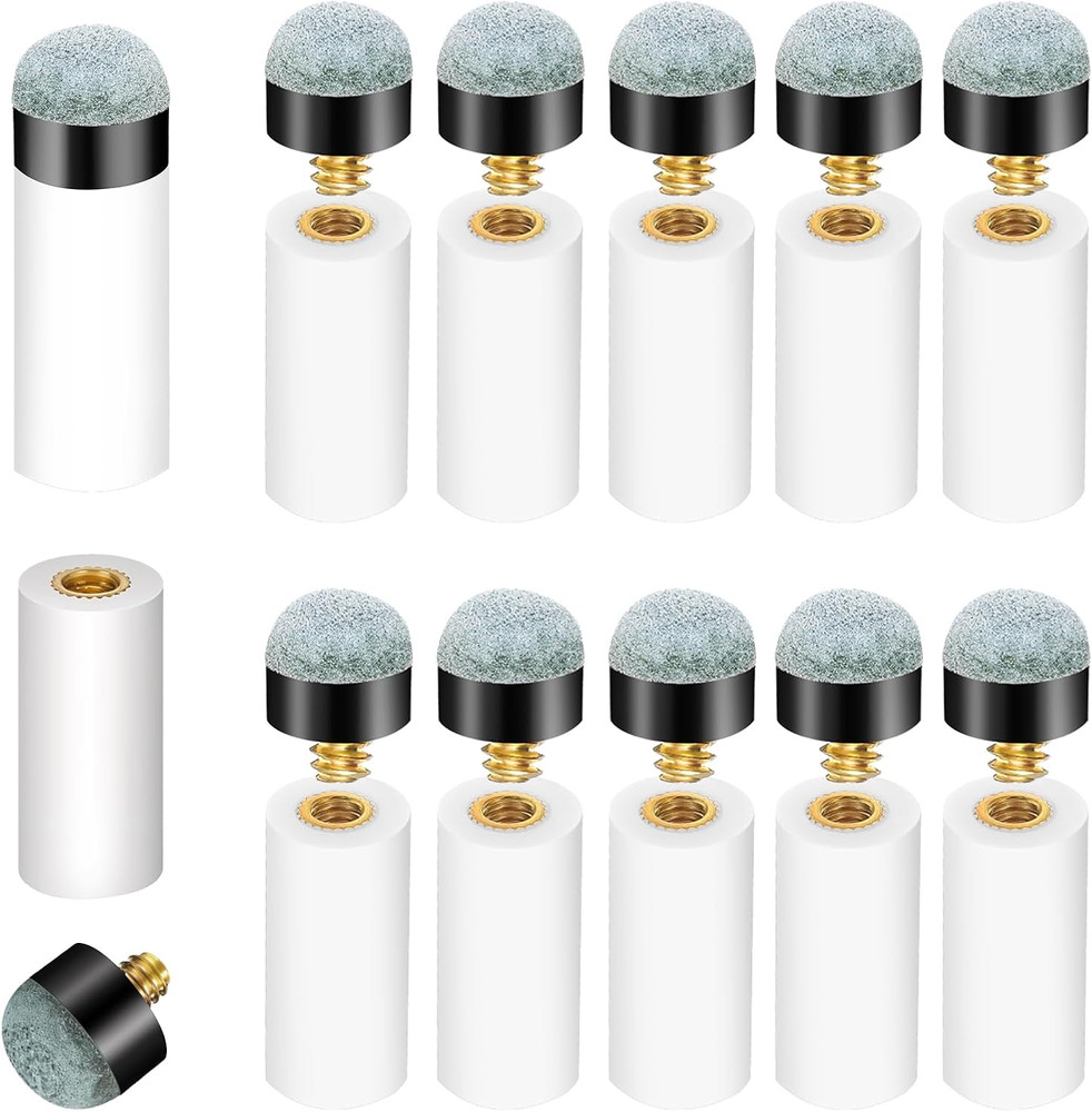 Screw On Cue Tip,10 Pack 12mm Pool Sticks Replacement Kit for with White Pool...