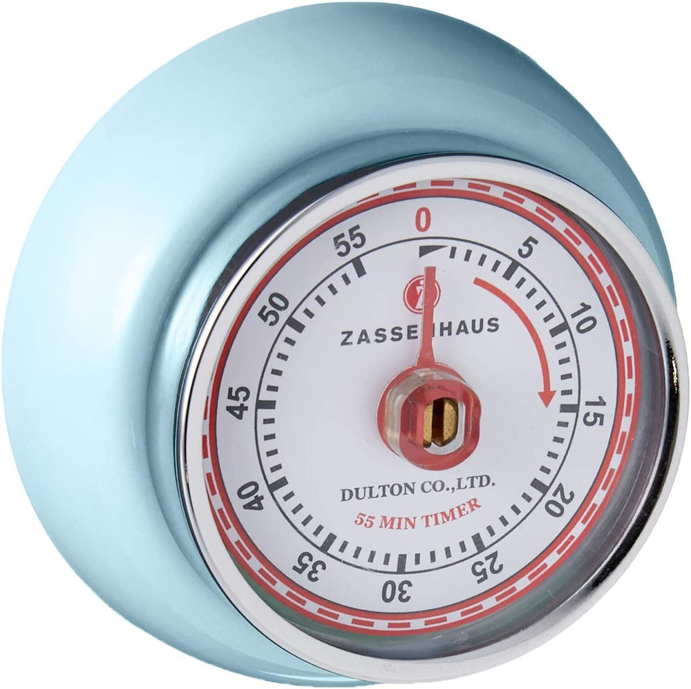 Magnetic Retro Kitchen Timer, Classic Mechanical Cooking Timer (Light Blue)