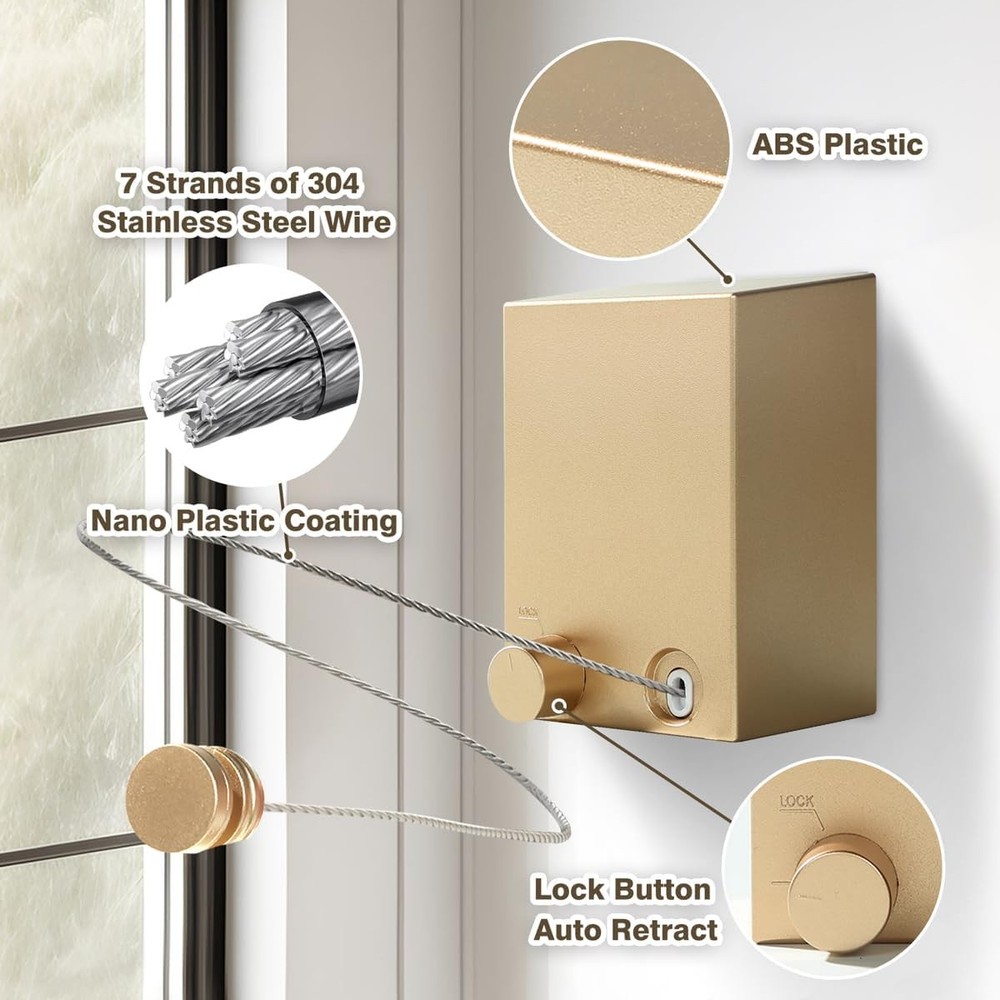 Retractable Clothesline, Retractable Clothesline Indoor, Laundry Line Retractabl