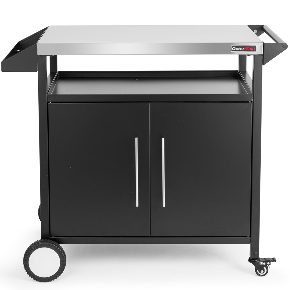Outdoor Grill Table Kitchen Cabinet, Moveable Prep Bar for Storage & Cooking