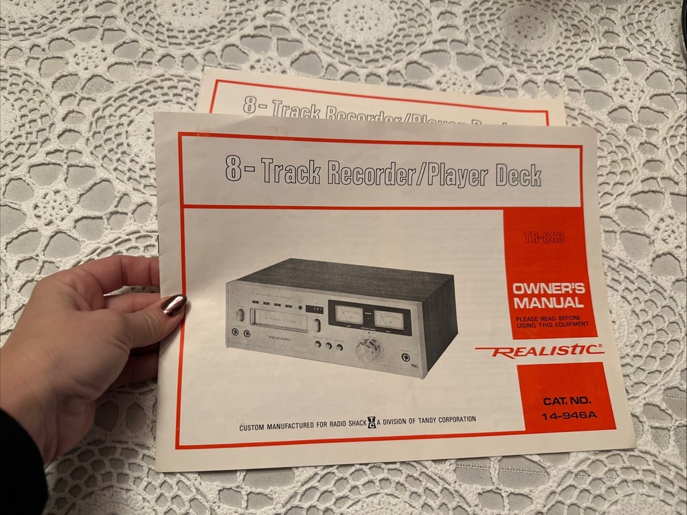 Vintage Realistic TR-883 8-Track User Manual booklet