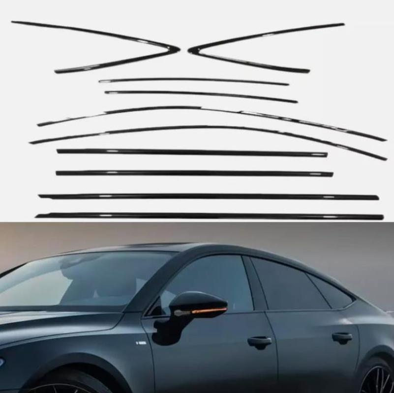 For AUDI A7 S7 2012- 2018 Stainless Window Molding Strips Trim Accessory Blk