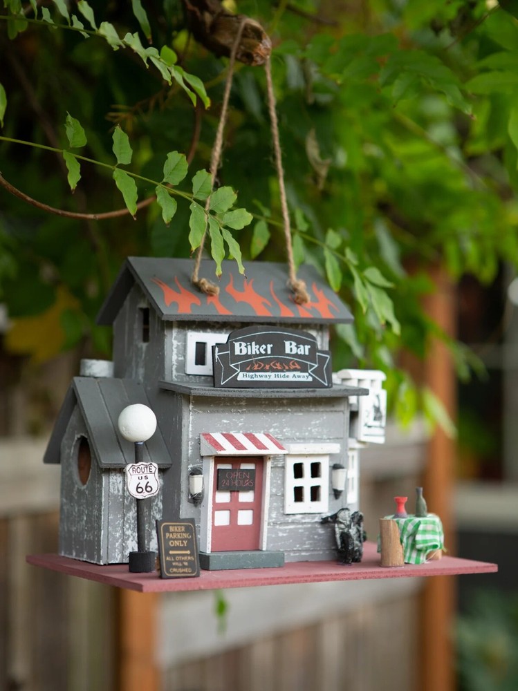 Biker bar themed birdhouse