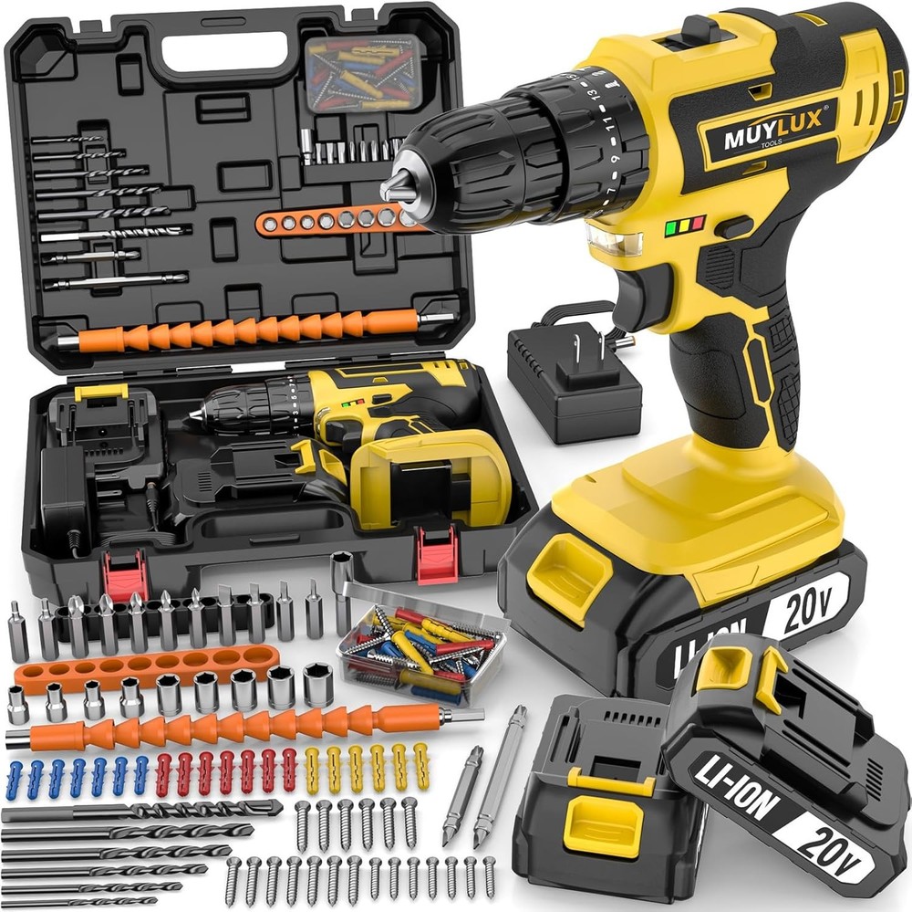 21V Cordless Drill Power 2x Battery Charger high Torque 2-Variable Screwdriver