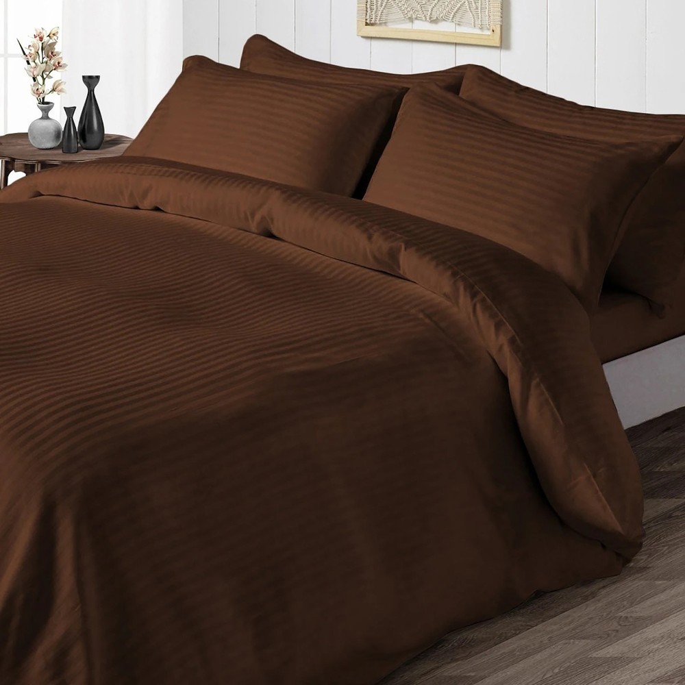 Soft Bedding 1000 - 1200 Thread Count 100% Cotton Chocolate Stripe Select Item