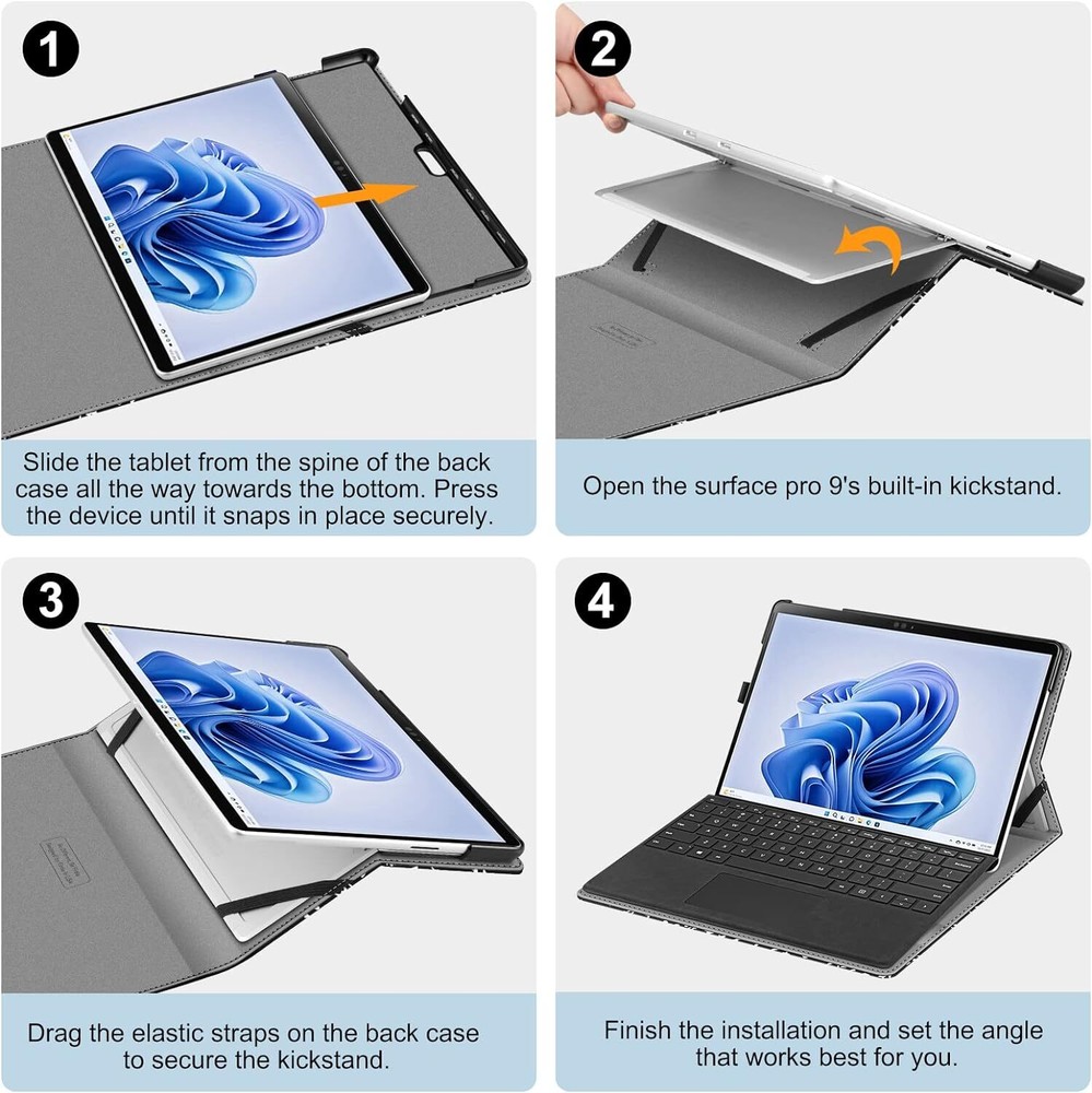 For Microsoft Surface Pro 10 (2024) Multiple Angle Case Portfolio Business Cover