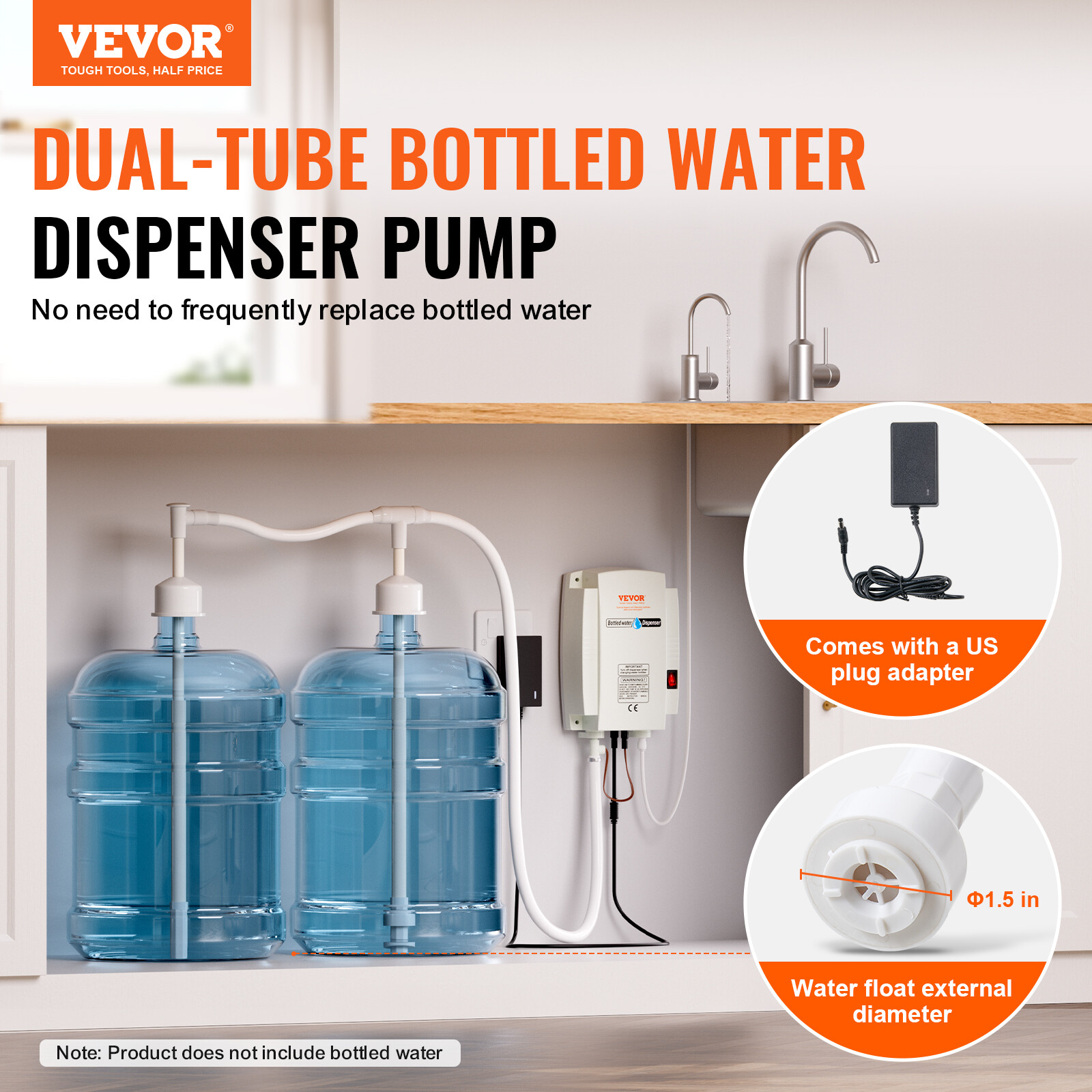 VEVOR 2x5 Gallon Bottled Water Dispenser Pump System Water Dispensing Jug Pump