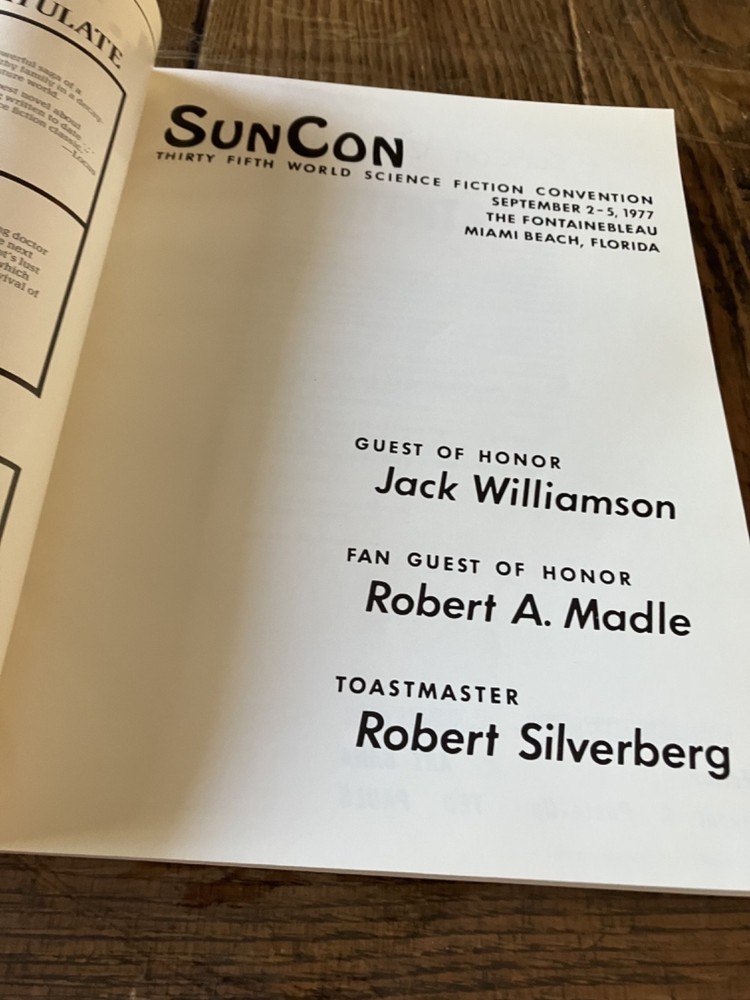 1977 Suncon Program Bk (Has 19 pg Art Portfolio) 35th World Sci Fi Co, Miami