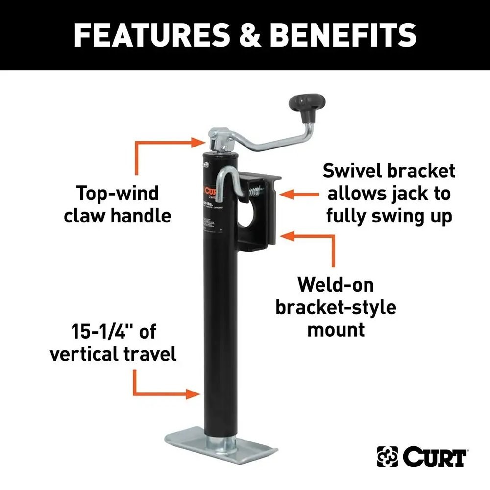 CURT 28304 Bracket Mount Topwind Swivel Jack