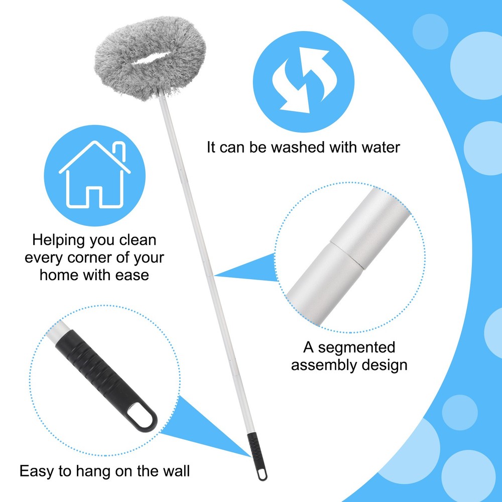 Ceiling Fan Cleaner Duster 12.9" to 47.2" Microfiber Clean Tool Extendable Gray