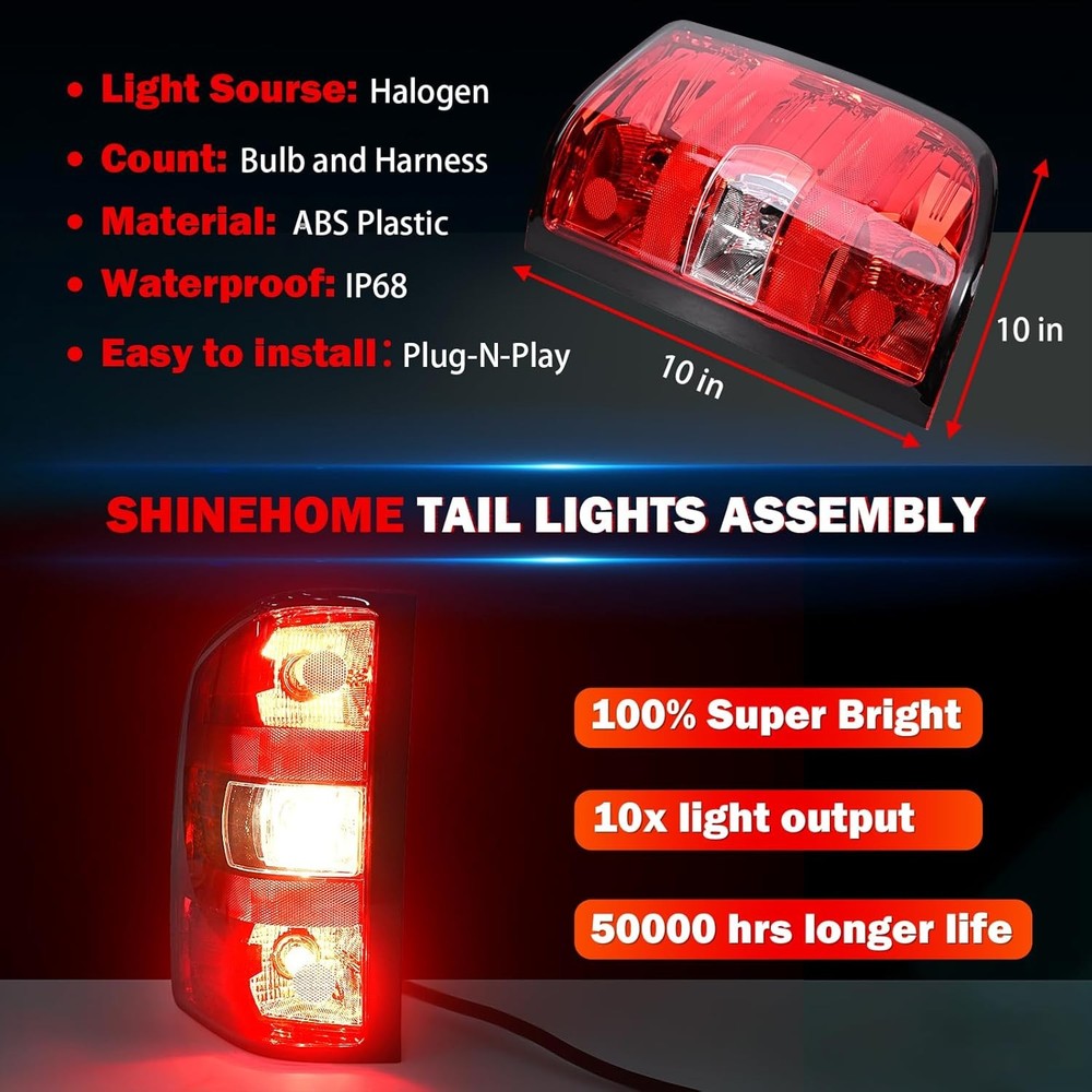 Tail Lights Assembly for Chevy Silverado 1500 For 2007-2013 Chevy Silverado