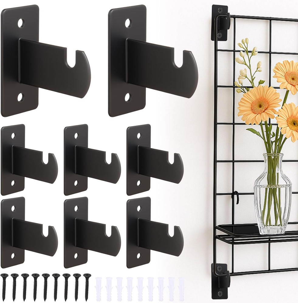 8 Pcs Gridwall Mount Brackets, Metal Grid Wall Panel Display Hooks with Screws,
