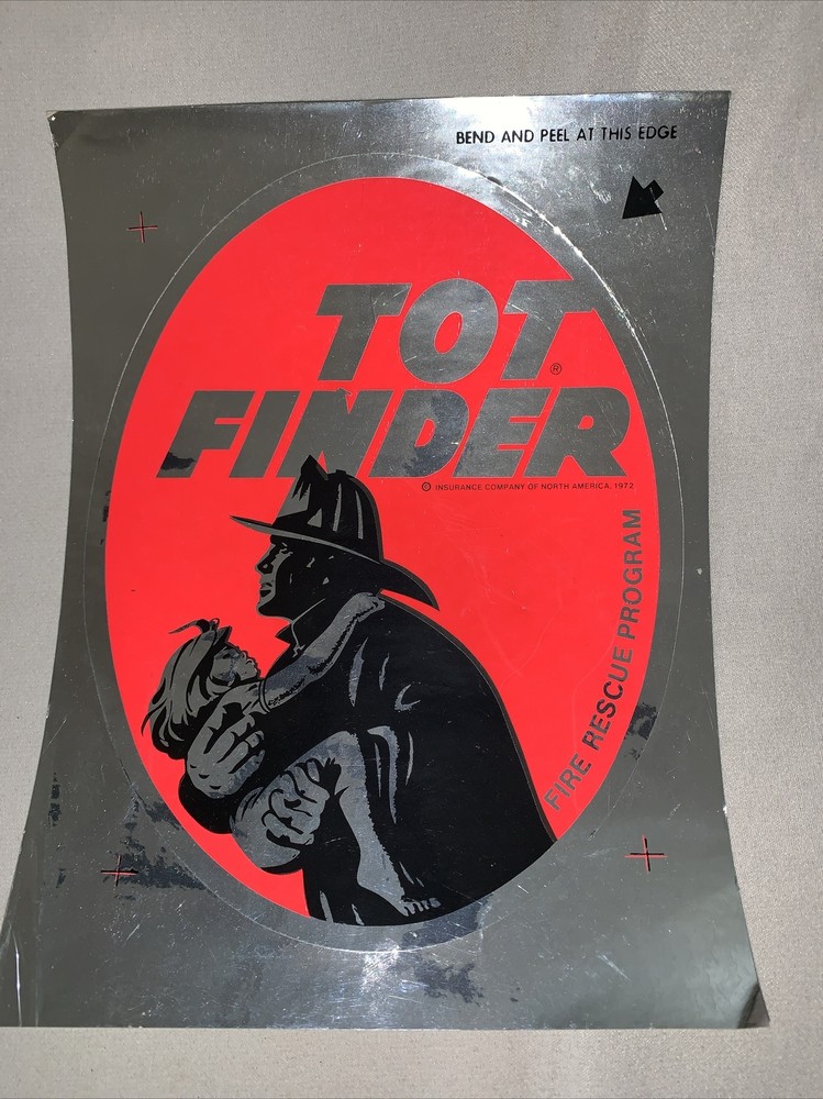Vintage Tot Finder Fire Rescue Program Window Sticker 1972