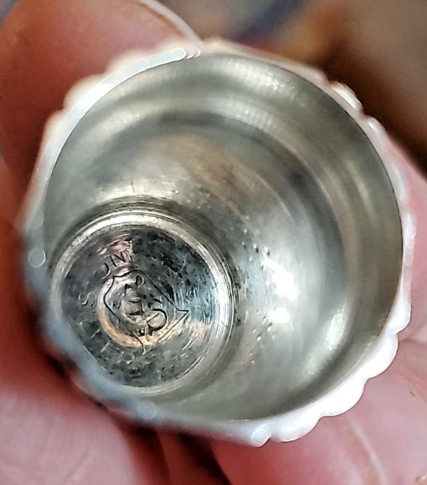Antique Simons Sterling Silver Thimble - S Shield Hallmark, Size 10