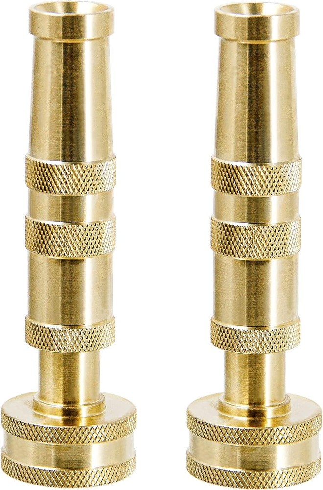 Solid Brass Adjustable Garden Hose Nozzle Set - 4 Spray Holes for Max Flow