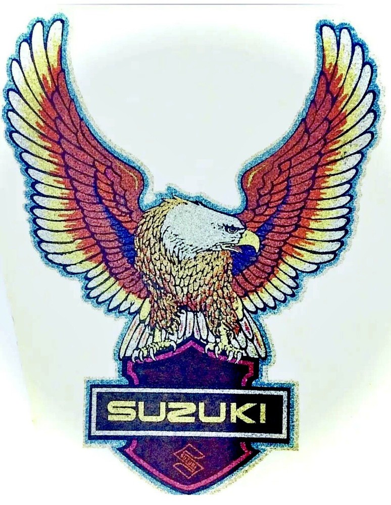 Original Vintage Suzuki Motorcycle Eagle Glitter Iron On Transfer