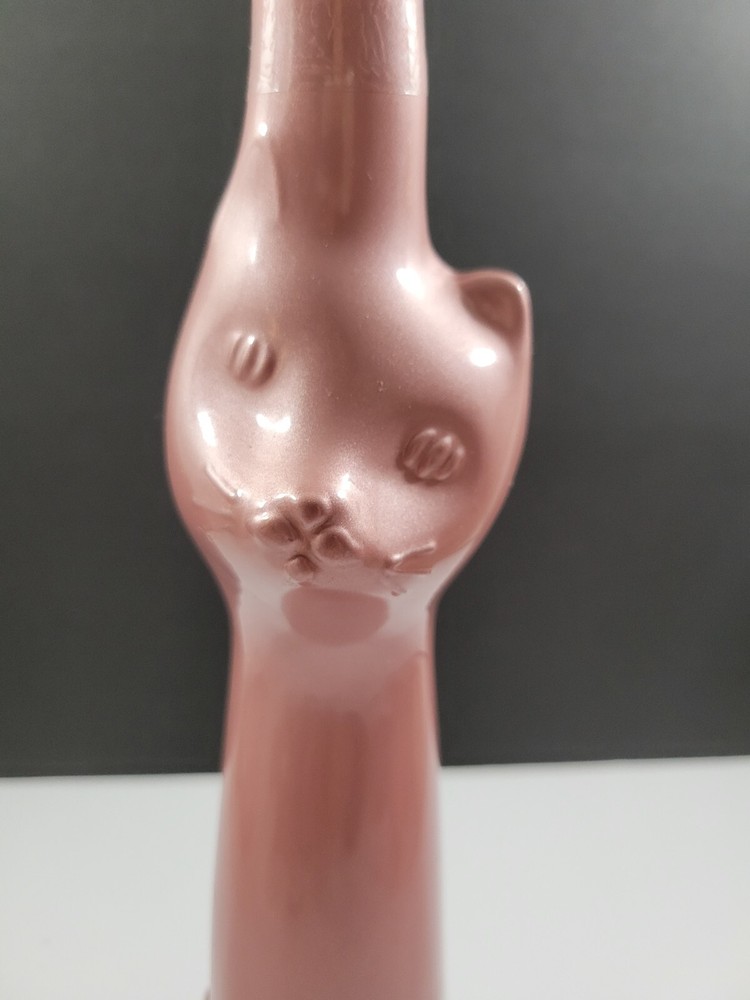 Cat Shaped Glass Wine Bottle EMPTY Gold 13" Tall