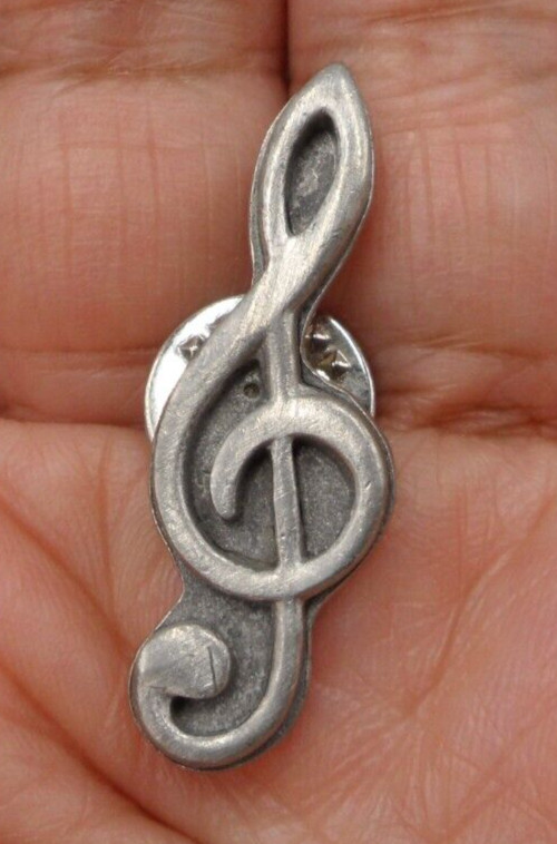 Vintage Treble Clef Clutch Pin Music Note Ne Peu Signed Musical Musician Gift