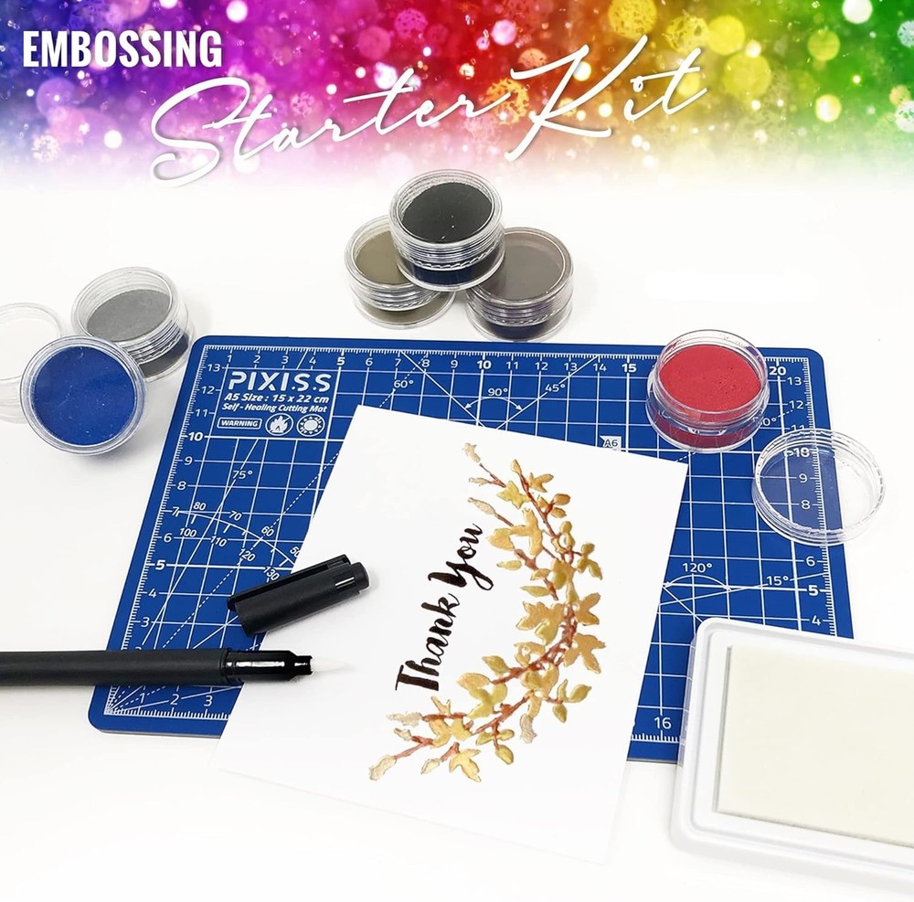 Embossing Kit with Heat Tool Bundle, Embossing Powders, Complete Embossing St...