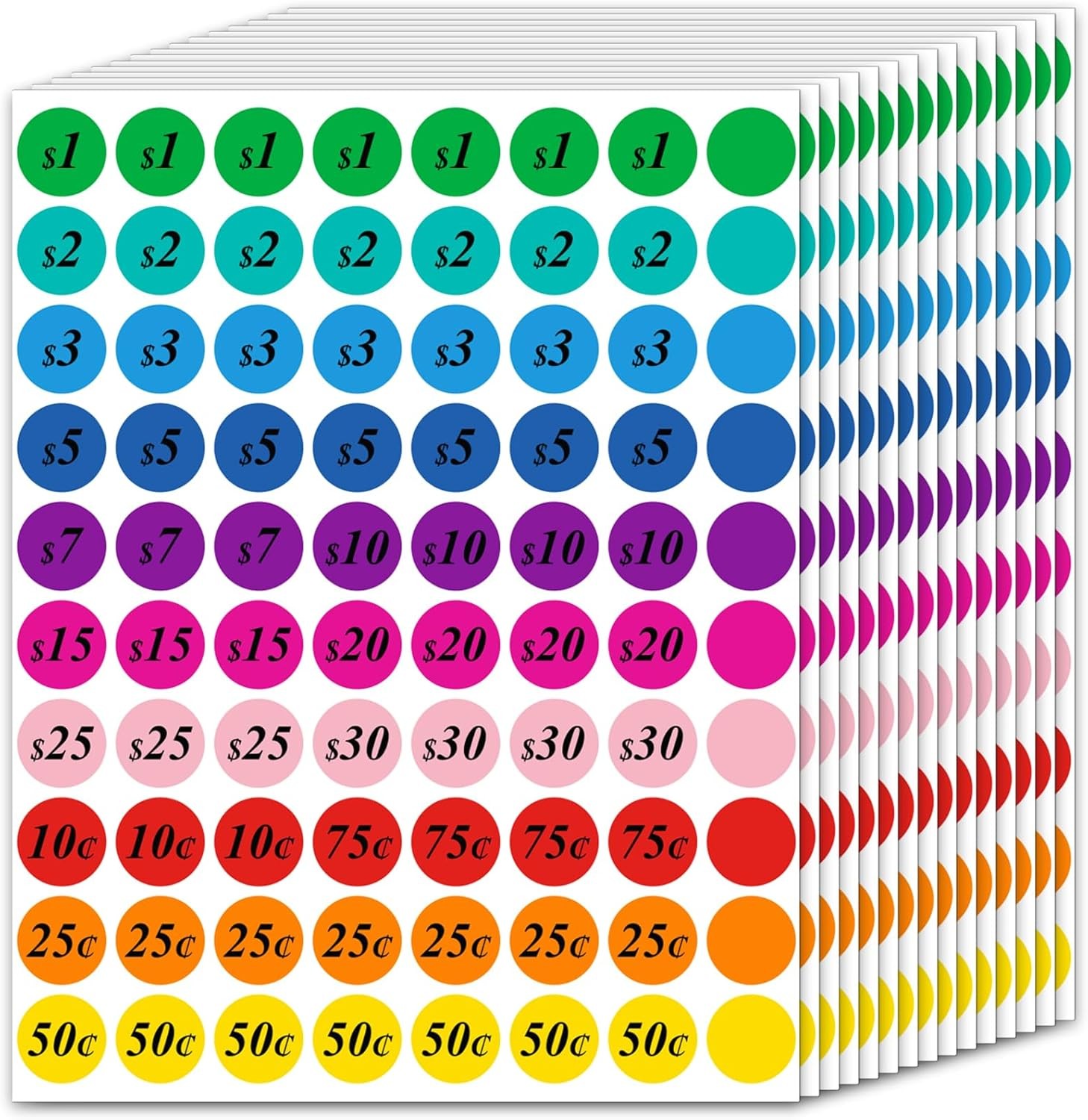 1600 Pcs 3/4 Inch Garage Sale Inch, Price Stickers Sheets