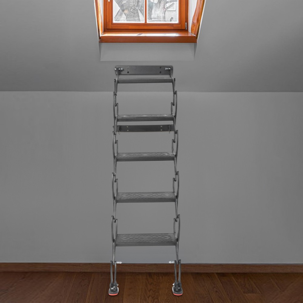 49" Folding Loft Ladder Stairs 5 Steps Wall Mounted Attic Loft Pull Down Ladder
