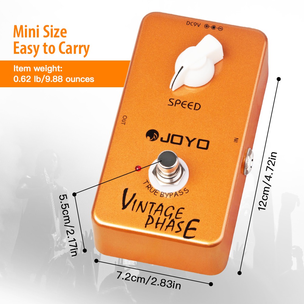 JOYO Vintage Phaser Effect Pedal True Bypass + Power Supply Adapter 4 Cables