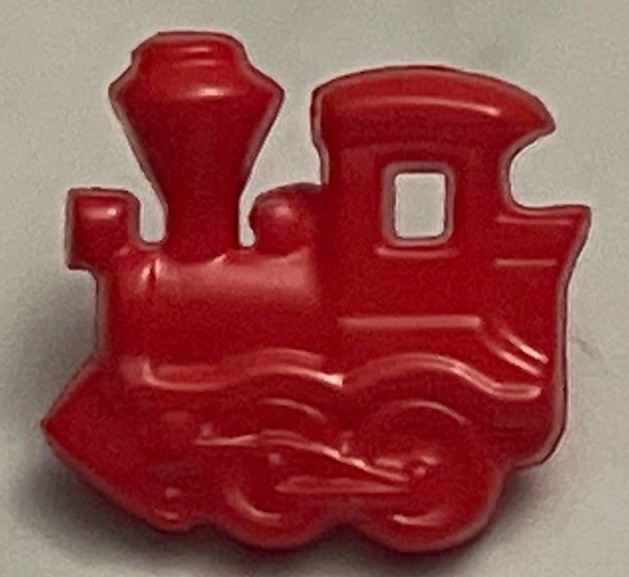5 Red Plastic Train Children's Button Lot 117-8