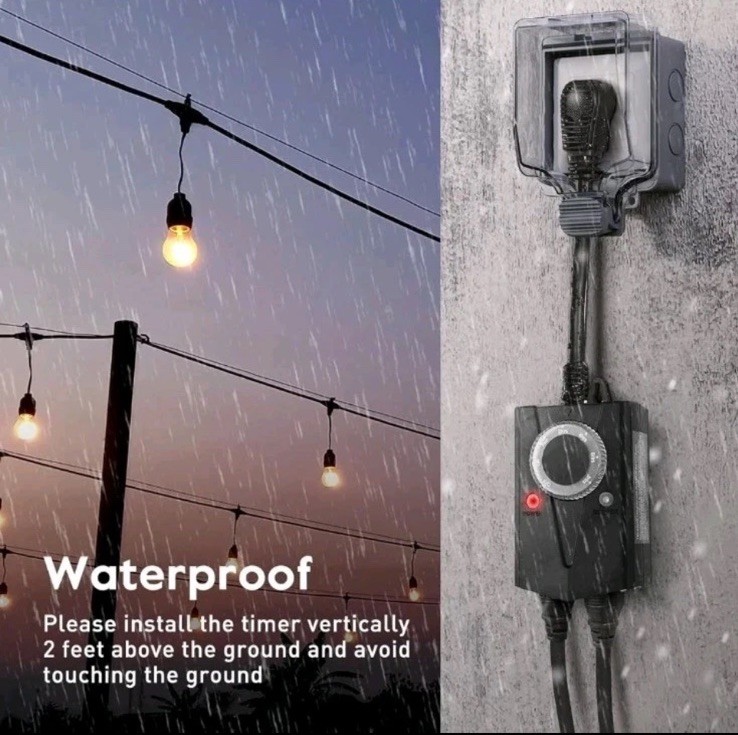 Minetom Outdoor Mechanical Light Timer Waterproof, Dusk to Dawn Plug in Timer...