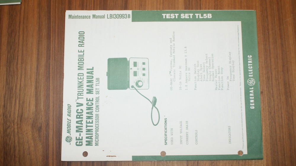 Vintage GE MARC V MICROPROCESSOR CONTROL SET TL5B Maintenance Manual