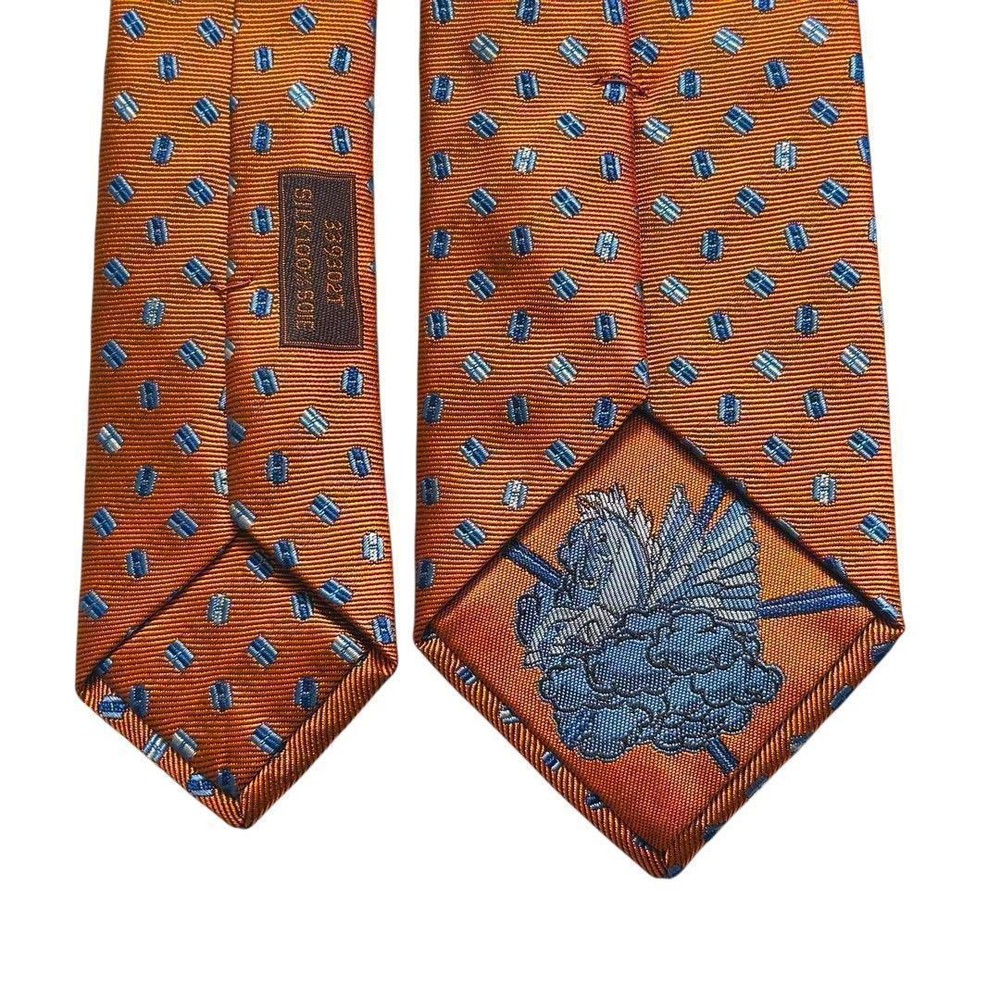 Hermes Silk Tie H Pattern Pegasus Jacquard Luxury Used