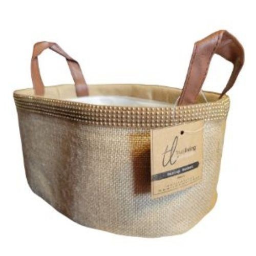 True Living Essentials Small Burlap Basket with Handles