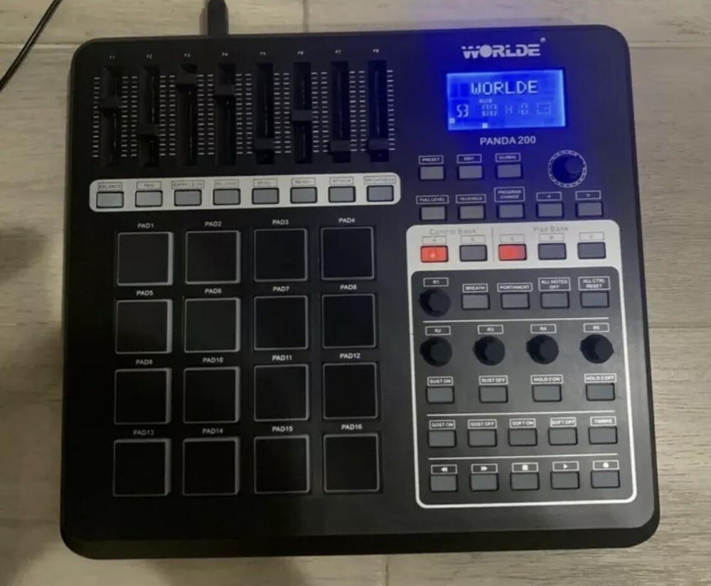 Worlde Panda 200 Midi Keyboard Mini Pad Controller 16 Drum Pads Usb Cable