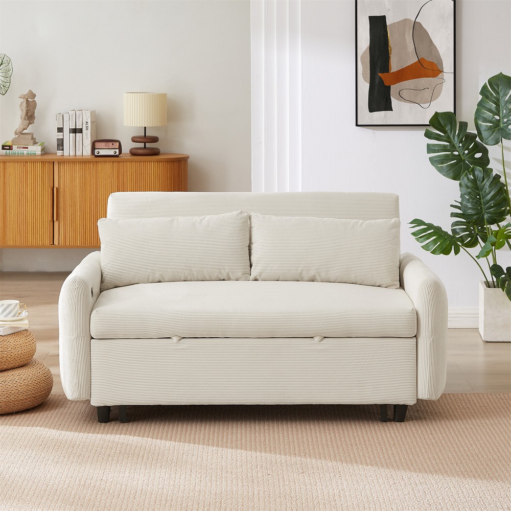 Convertible Sleeper Sofa Bed Loveseat Sofa Couch w/ Pull Out Bed & USB Ports