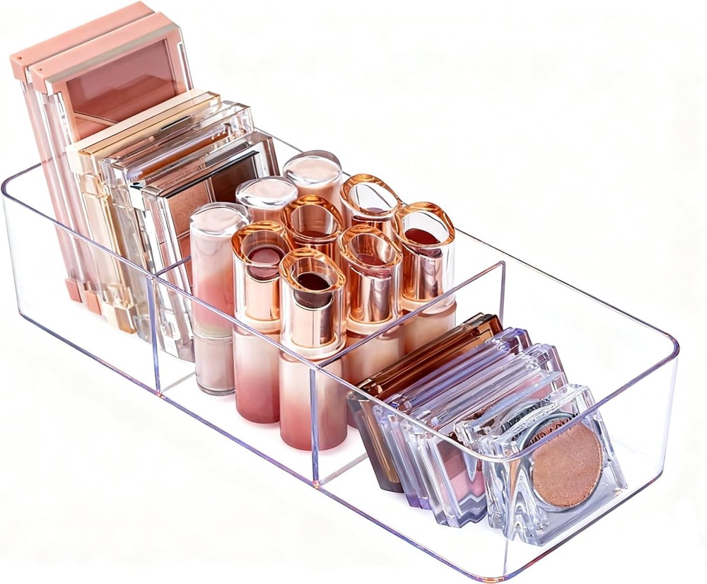 Acrylic Cosmetic Organizer 3-Section Makeup Storage Tray