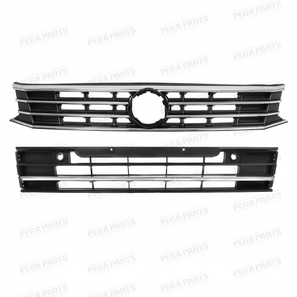 Front Bumper Upper Lower Grille Fog Light Bracket Set For VW Passat 2016-2019
