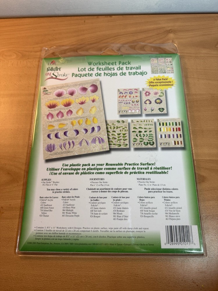 Basic Strokework Folkart One Stroke Worksheet Pack Plaid 2002 #1011
