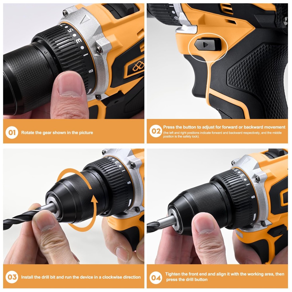 20V Brushless Cordless Drill/Driver, Compact Power Drill Set, Yellow Recharge...