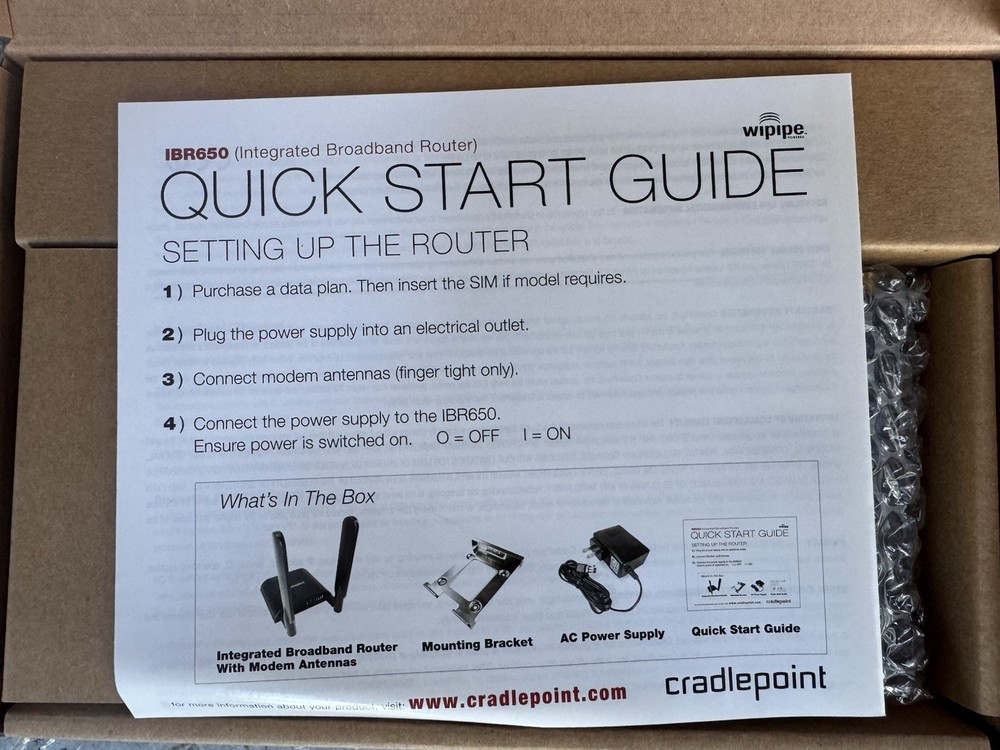 New Cradlepoint IBR650LPE-VZ Ethernet Cellular Modem/wireless Router