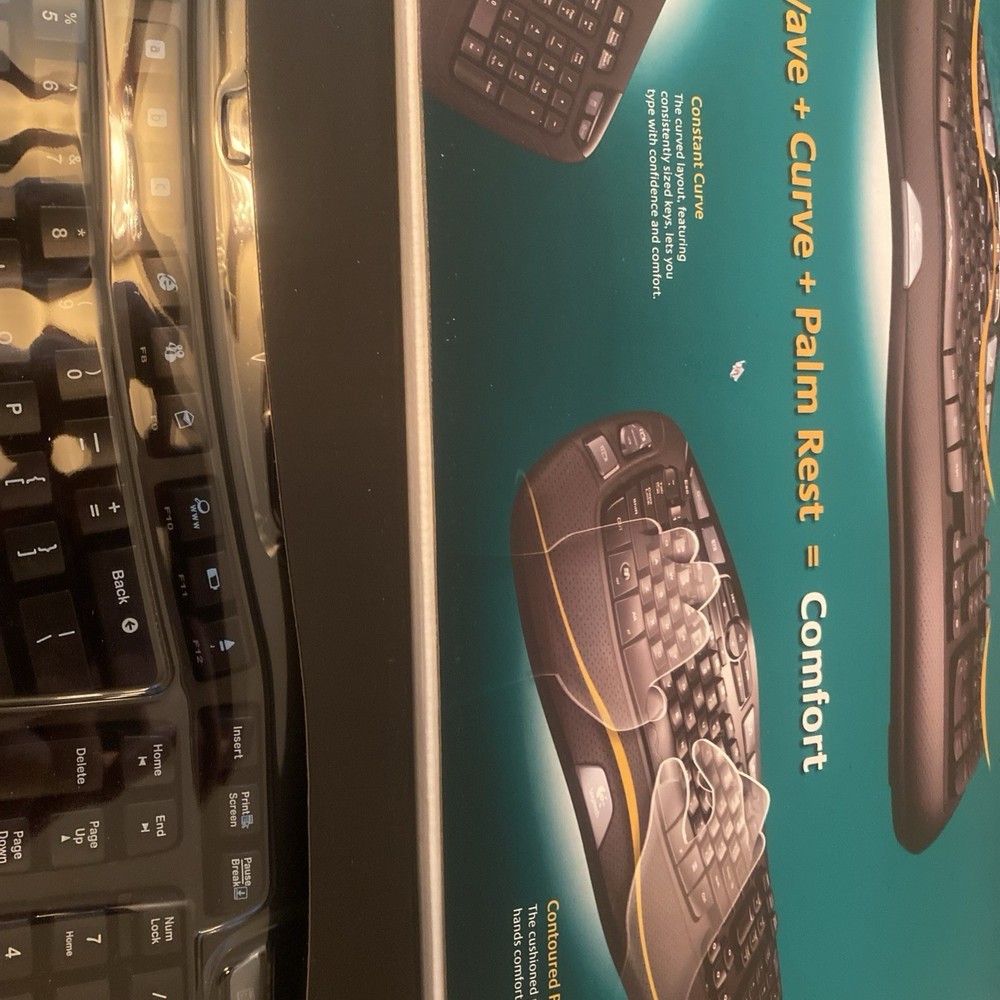 Logitech Cordless Desktop Wave Ergonomic Wireless Keyboard & Mouse Sealed