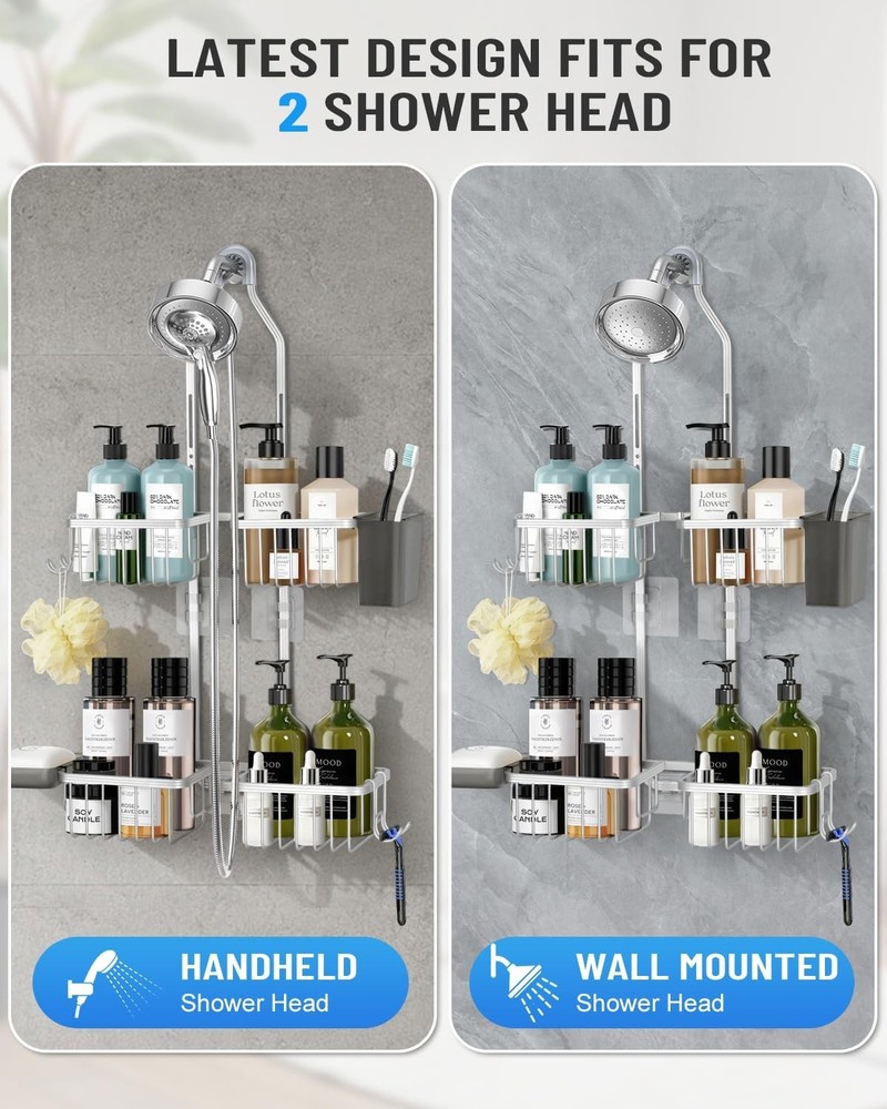 Adjustable Shower Caddy Hanging Handheld Showerheads Never Rust Shower Hanging