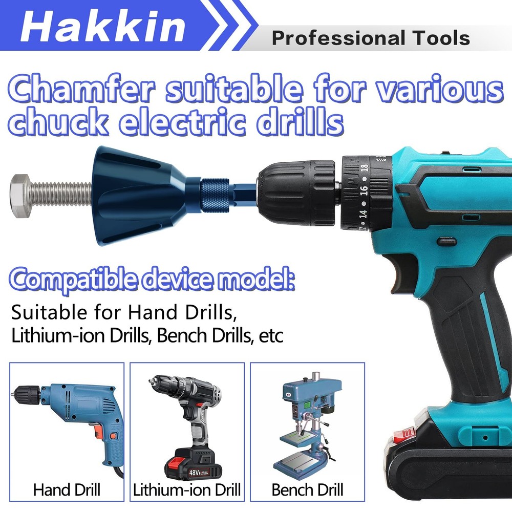 4Pcs Deburring External Chamfer Tool with Tungsten Carbide Blade, Bolt Deburr...